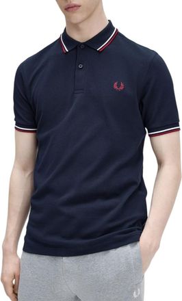 Fred Perry Mens M3600 Twin Tipped Polo Shirt In Navy Cotton - Size X-Large