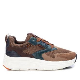 Xti Womens Leather Textile Sneakers In Taupe
