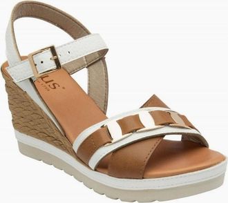 Lotus Womens Lotus Tassere wedge sandal in white - Brown - Size: 8
