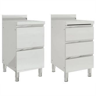 vidaXL Vidaxl - Armarios De Cocina Comerciales 2 Unidades 50x60x96 Cm Acero Inoxidable