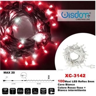 Trade Shop Trade Shop - Catena Luminosa 100 Luci Led Lucciole Rosso Fisso + Bianco Intermittente Xc-3142