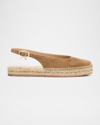 Gianvito Rossi Suede Slingback Ballerina Espadrilles