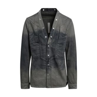 Rick Owens Denim Shirts, male, Gray, Size: XL Fogpocket Outershirt