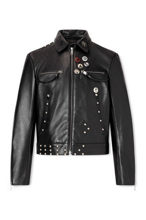 Enfants Riches Deprimes Sid Cropped Studded Embellished Leather Jacket
