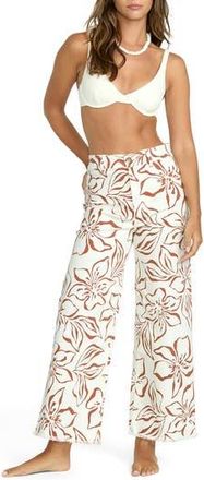 Billabong Free fall Print Wide Leg Twill Pants in Salt Crystal at Nordstrom Rack, Size 24