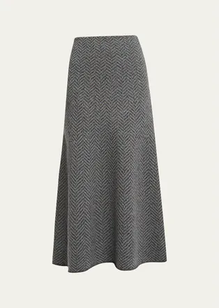 Gabriela Hearst Camden Cashmere Speckled Herringbone Maxi Skirt