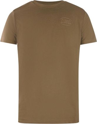 Diesel Heren-T-shirt van katoen in effen kleur met logo (Bruin)
