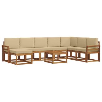 vidaXL Conjunto De Sof&aacute;s De Exterior Con Coj&iacute;n 9 Pcs Natural Y Beige Vidaxl