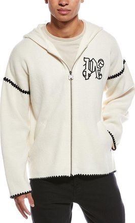 Palm Angels Monogram Zipped Knit Wool-Blend Hoodie
