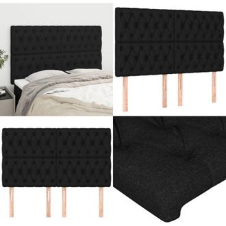 vidaXL Testiera Nera 144x7x118/128 cm Tessuto - Testiera letto in tessuto - Testiera letto regolabile