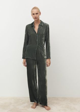 Mango Camicia velvet seta verde - Donna - S - MANGO