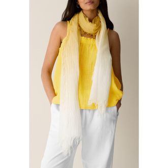 Eileen Fisher Watercolor Organic Cotton Blend Gauze Scarf in Soleil at Nordstrom