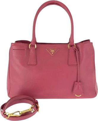 Prada Pre-owned Handbags, female, Pink, Size: ONE SIZE Pre-owned Galleria Saffiano 2way bag