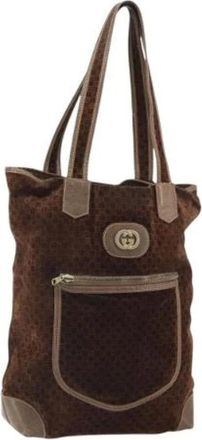 Gucci Pre-owned Tote Bags, female, Brown, Size: ONE SIZE Pre-owned Suede Tote Bag
