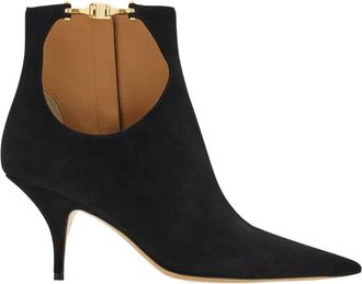 Ferragamo 70 mm leren laarzen met uitgesneden details - Zwart