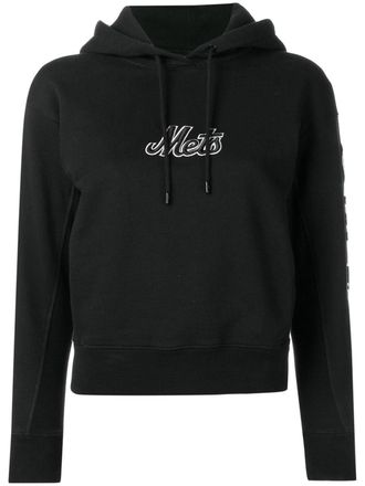 Marcelo Burlon logo embroidered hoodie - women - Polyester/Cotton - S - Black