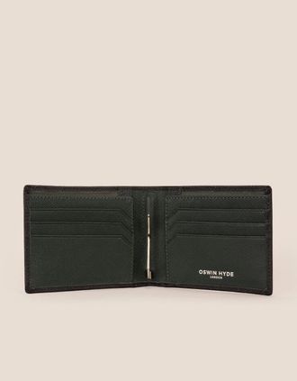 Oswin Hyde Mens Sloane Green Money Clip Wallet - Black