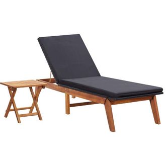 vidaXL Tumbona Con Mesa Rat&aacute;n Sint&eacute;tico Y Madera Maciza De Acacia Vidaxl