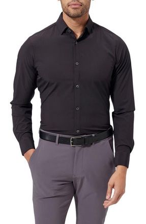 Mizzen+Main Leeward Trim Fit Solid Performance Button-Up Shirt in Black at Nordstrom, Size Small