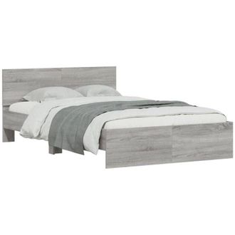 vidaXL Vidaxl - Estructura De Cama Cabecero Y Luces Led Gris Sonoma 140x200 Cm
