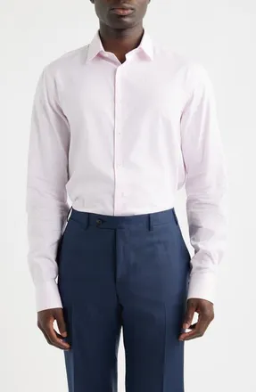 Canali Regular Fit Dress Shirt in Pink at Nordstrom, Size 17.5