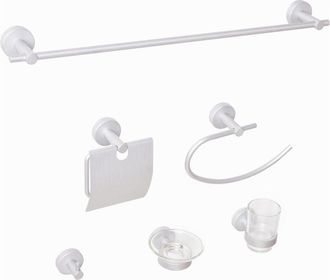 Beliani Beliani - Conjunto De 6 Accesorios De Ba&ntilde;o Moderno De Aluminio Mate Vaso Y Jabonera Incluidos Plateado Zaruma