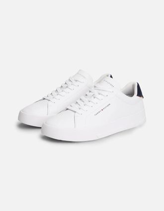 Tommy Hilfiger Mens Tommy Hilfiger Court Leather Detailed Mens Trainer - White/Desert Sky - Size: 10.5