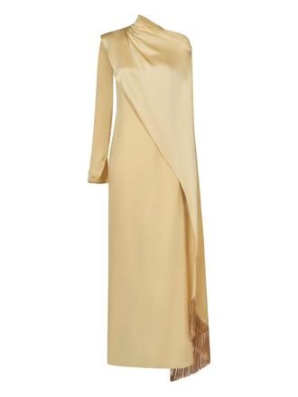 Taller Marmo Mounia gedrapeerde maxi-jurk met franje - Beige