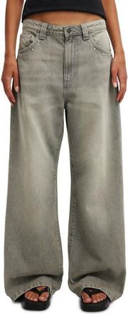 Cotton On Womens Low Super Baggy Jean in Studded Shady Grey at Nordstrom, Size 12