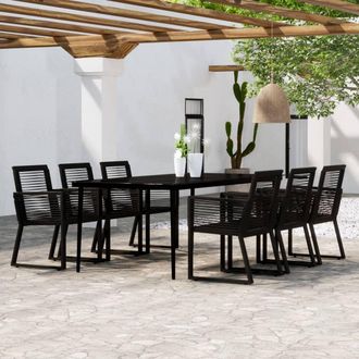 vidaXL Juego De Comedor De Jard&iacute;n 7 Piezas Negro Vidaxl
