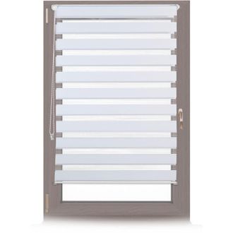 Relaxdays Relaxdays - 4 Estores Dobles De Sujeci&oacute;n Fija, Sin Perforaciones De Tela Blanco 86x156 Cm, Blanco