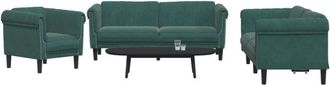 vidaXL Vidaxl - Juego De Sof&aacute;s 3 Piezas Terciopelo Verde Oscuro