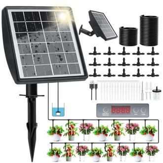 OEM Kit De Riego Por Goteo Solar Crezuo, Sistema De Riego Por Goteo Con Temporizador Y Manguera De 15 M, Para Jard&iacute;n, Balc&oacute;n, C&eacute;sped, Macetas De Verduras 