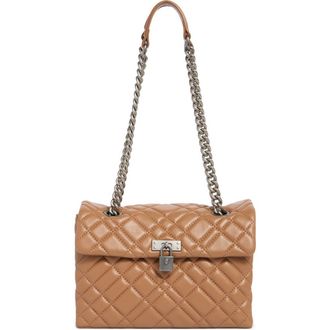 Kurt Geiger Brixton Diamond Quilted Leather Pad Lock Shoulder Bag in Light/pastel Brown at Nordstrom Rack