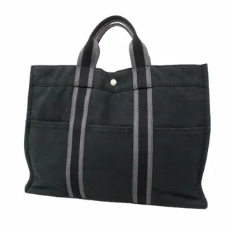 Herm&egrave;s Black Canvas Tote Bag (Pre-Owned)