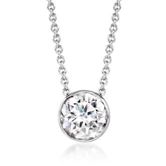 Ross-Simons Bezel-Set Lab-Grown Diamond Necklace in 14kt White Gold