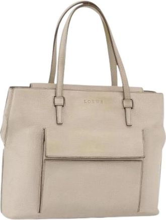 Loewe Pre-owned Leren Tote Bag - Dames - Vintage Shopper - Beige - ONE Size - Leer - Vintage