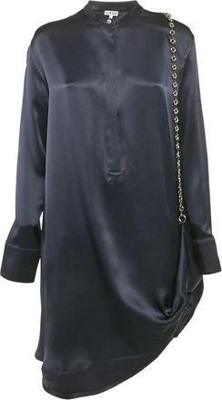 Loewe Satijnen blousejurk met kettingdetail - Blauw