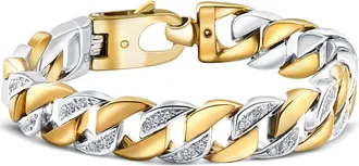 Pompeii3 Mens 14k Gold (101gram) or Platinum (163gram) 13mm Diamond Bracelet 8.75