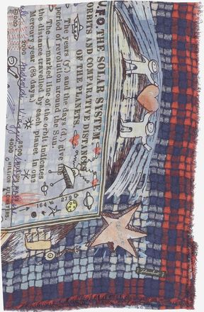 Faliero Sarti Womens Scarf Light Blue Modal And Cashmere Multicolour Scarfs