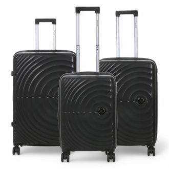 Infinity Leather Unisex Expandable Black Hard Shell 8 Wheels Luggage Cabin Suitcase - Size Medium