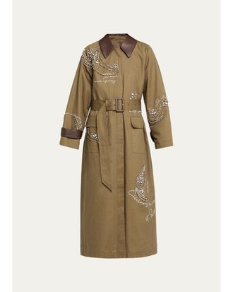 Cinq &agrave; Sept Almina Embellished Embroidered Trench Coat