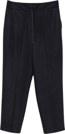 Circolo 1901 Broek met carrot fit en trekkoord - Dames - Broeken - Blauw - 3XL - Wol - Broeken