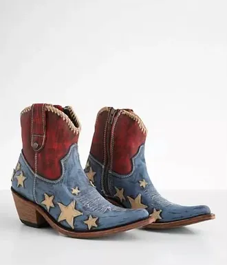 Liberty Black Womens Claudia Americana Fashion Booties In Vintage Azul Vintage Rojo