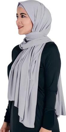 Lina & Lily Non-see-through Premium Jersey Modal Hijab Head Scarf Shawl Wrap for Muslim Women (Light Grey)