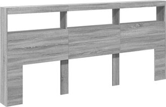 vidaXL Headboard Cabinet with led Grey Sonoma 220x17x102 cm Vidaxl