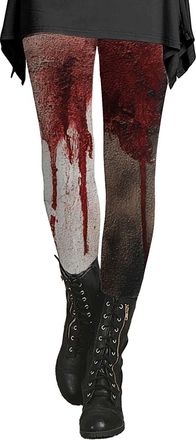 Generic Halloween Leggings Women Blood Stained Yoga Tights Fitness Running Stretch Leggings Casual Funny Gift Pants Fall Celebration Tights Bottoms Halloween 