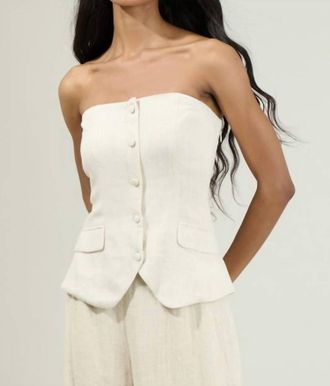 Sugarlips Candida Strapless Button Up Top In Natural