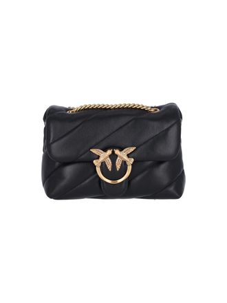 Pinko Diagonally Quilted Black Napa Leather Mini Shoulder Bag
