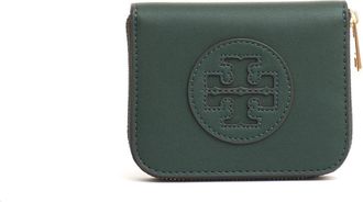 Tory Burch Kleine Portemonnee met Rits - Dames - Portefeuilles - Groen - ONE Size - Leer - Accessoires